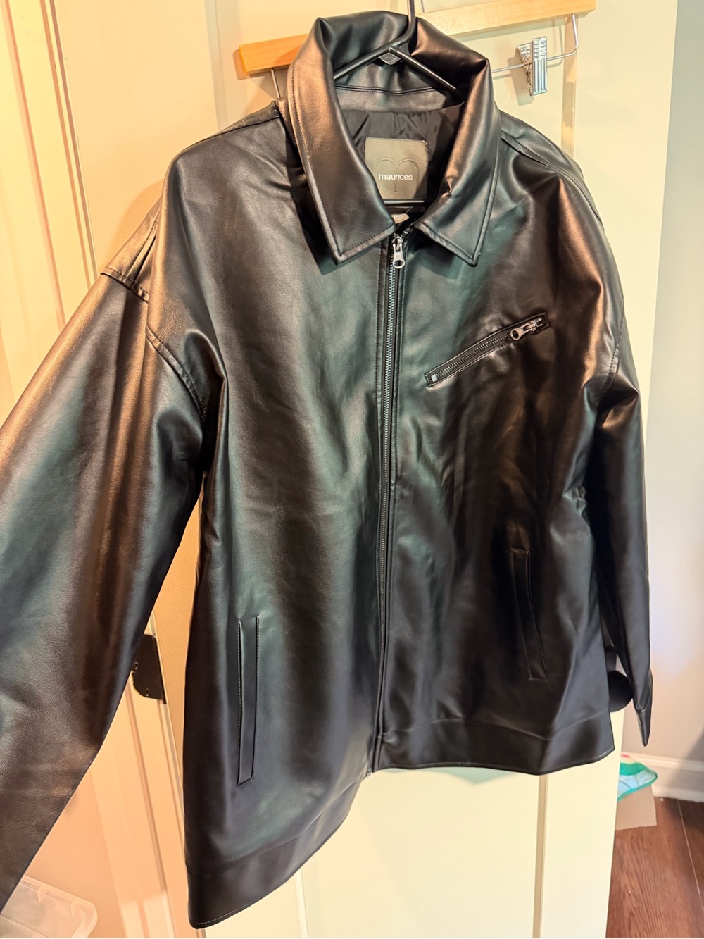 Maurices Black Faux Leather Zip-Front Jacket